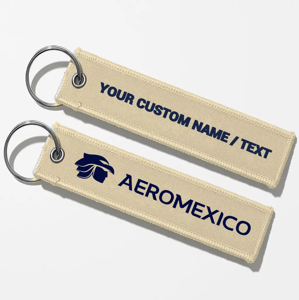 Aero Mexico Tag Key Chains - Beige - Personalized