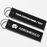 Thumbnail for Aero Mexico Tag Key Chains - Black - Personalized