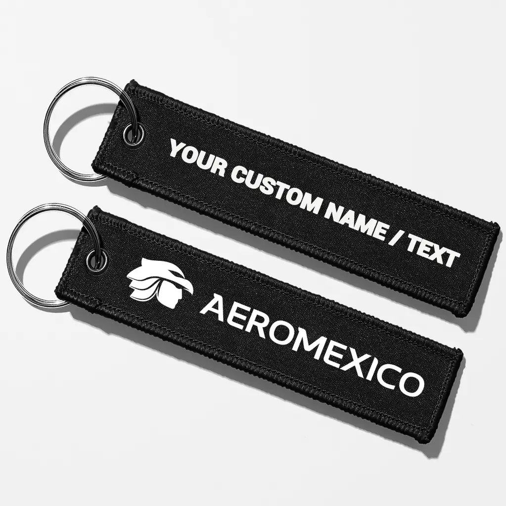 Aero Mexico Tag Key Chains - Black - Personalized