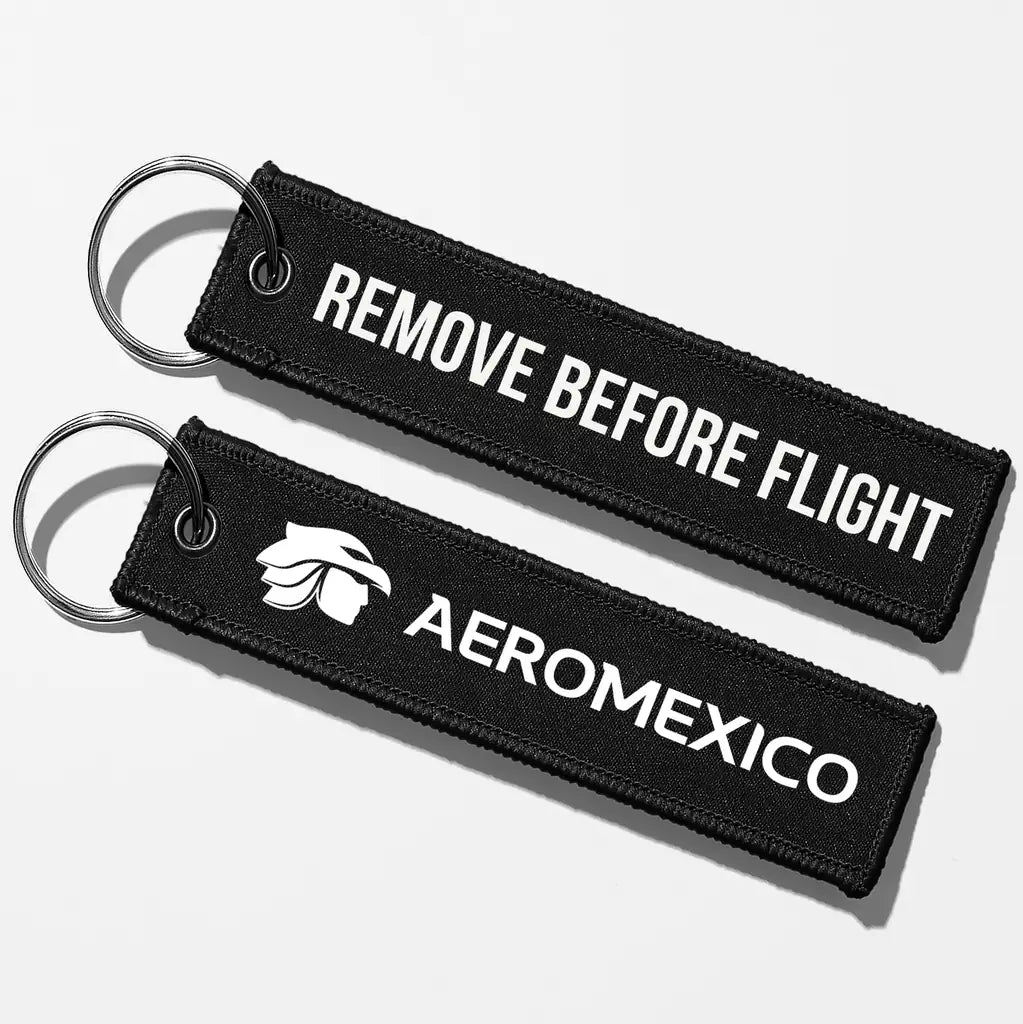 Aero Mexico Tag Key Chains - Black - Remove Before Flight