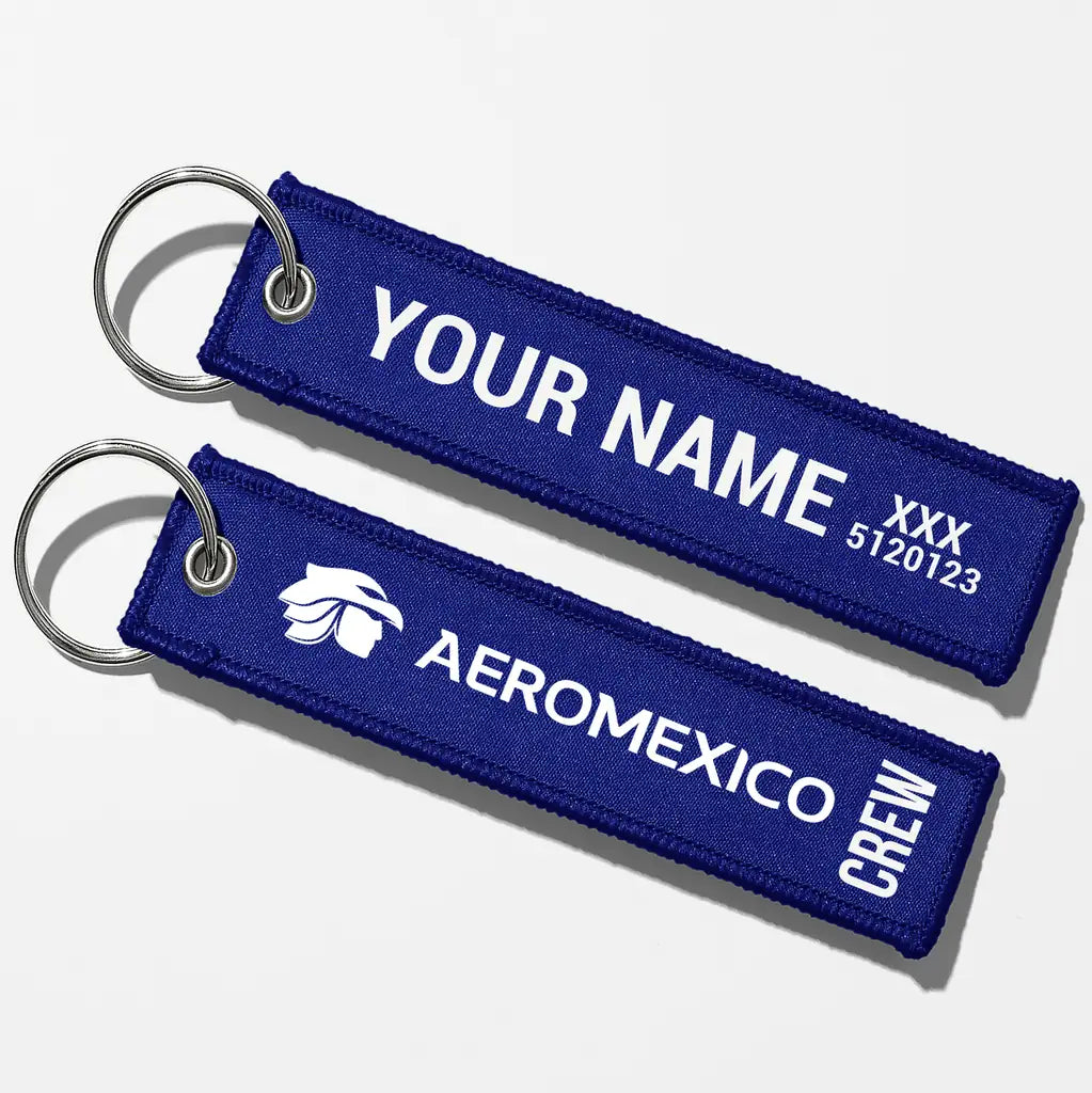 Aero Mexico Tag Key Chains - Blue - Crew + Name