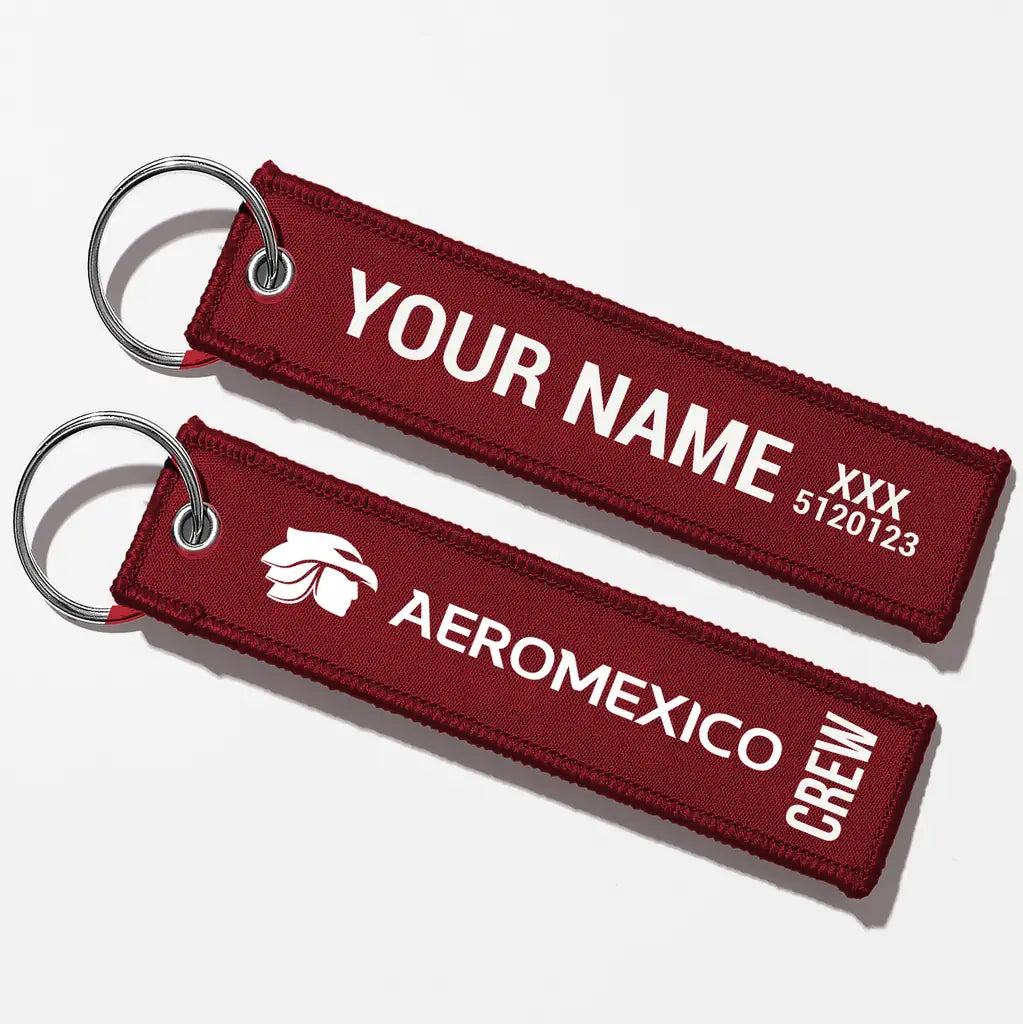 Aero Mexico Tag Key Chains - Dark Red - Crew + Name