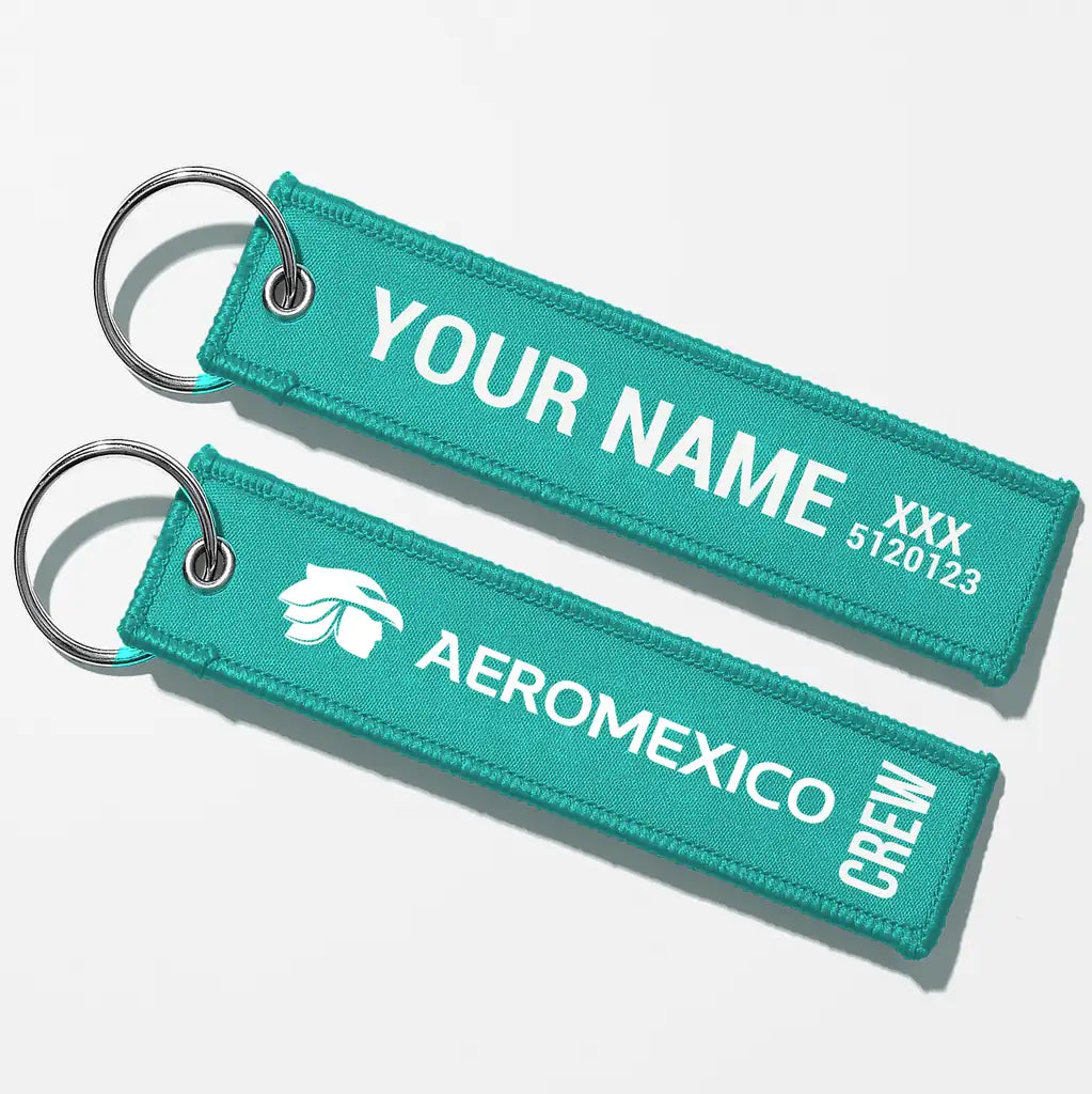 Aero Mexico Tag Key Chains - Turquoise - Crew + Name