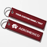 Thumbnail for Aero Mexico Tag Key Chains - Dark Red - Personalized