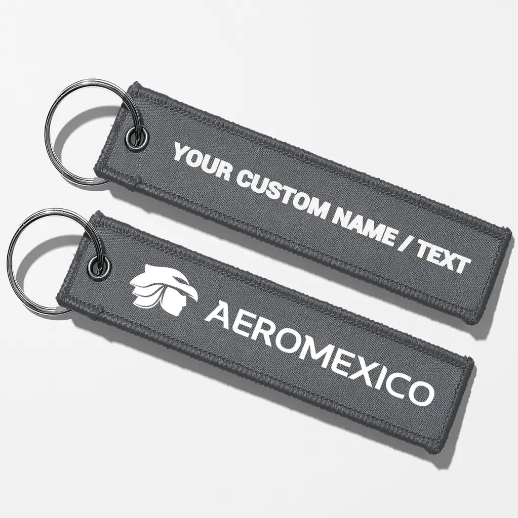 Aero Mexico Tag Key Chains - Gray - Personalized