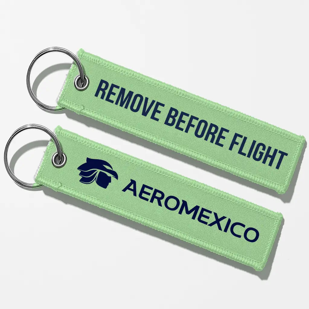 Aero Mexico Tag Key Chains - Light Green - Remove Before Flight