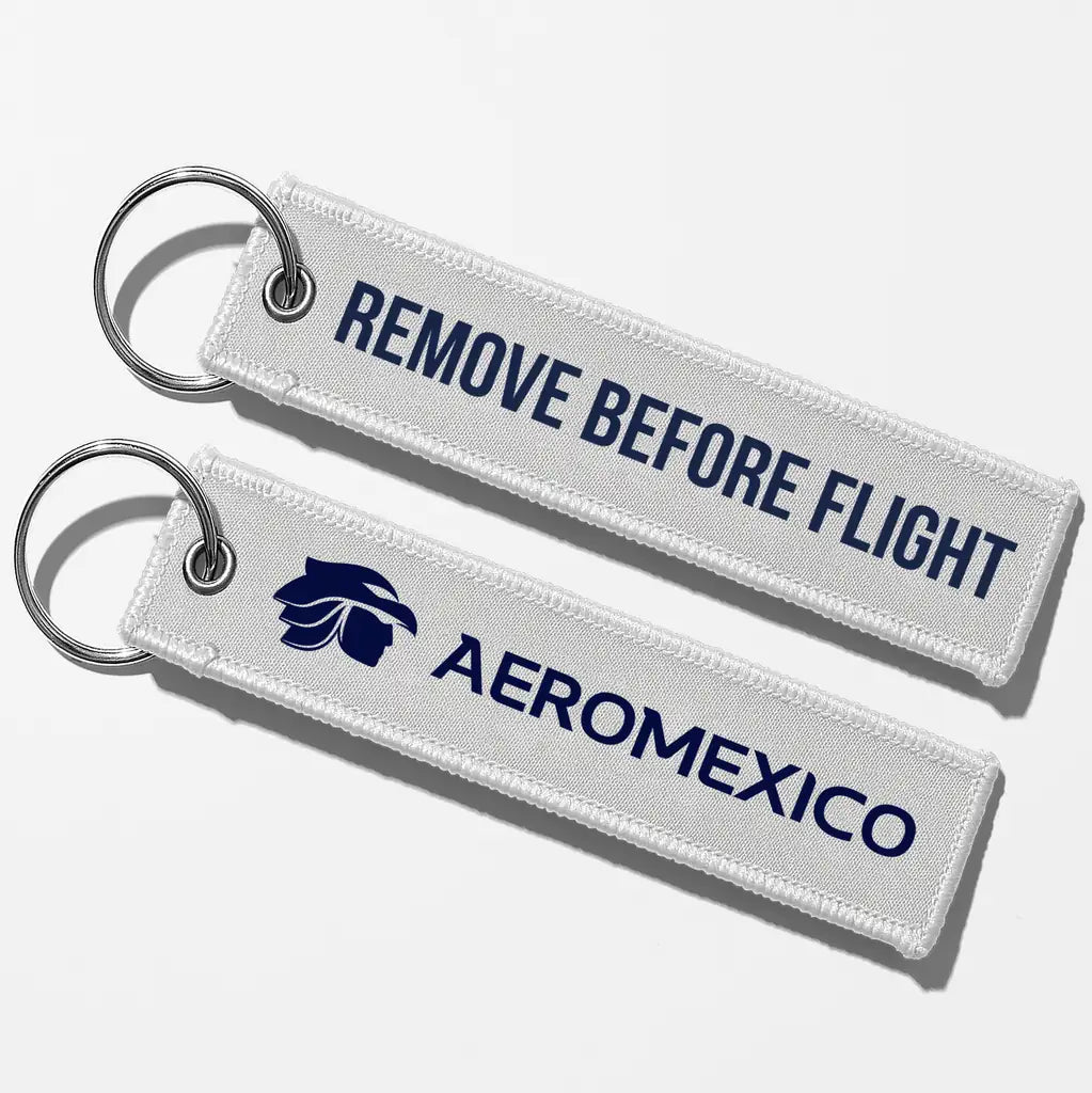 Aero Mexico Tag Key Chains - White - Remove Before Flight