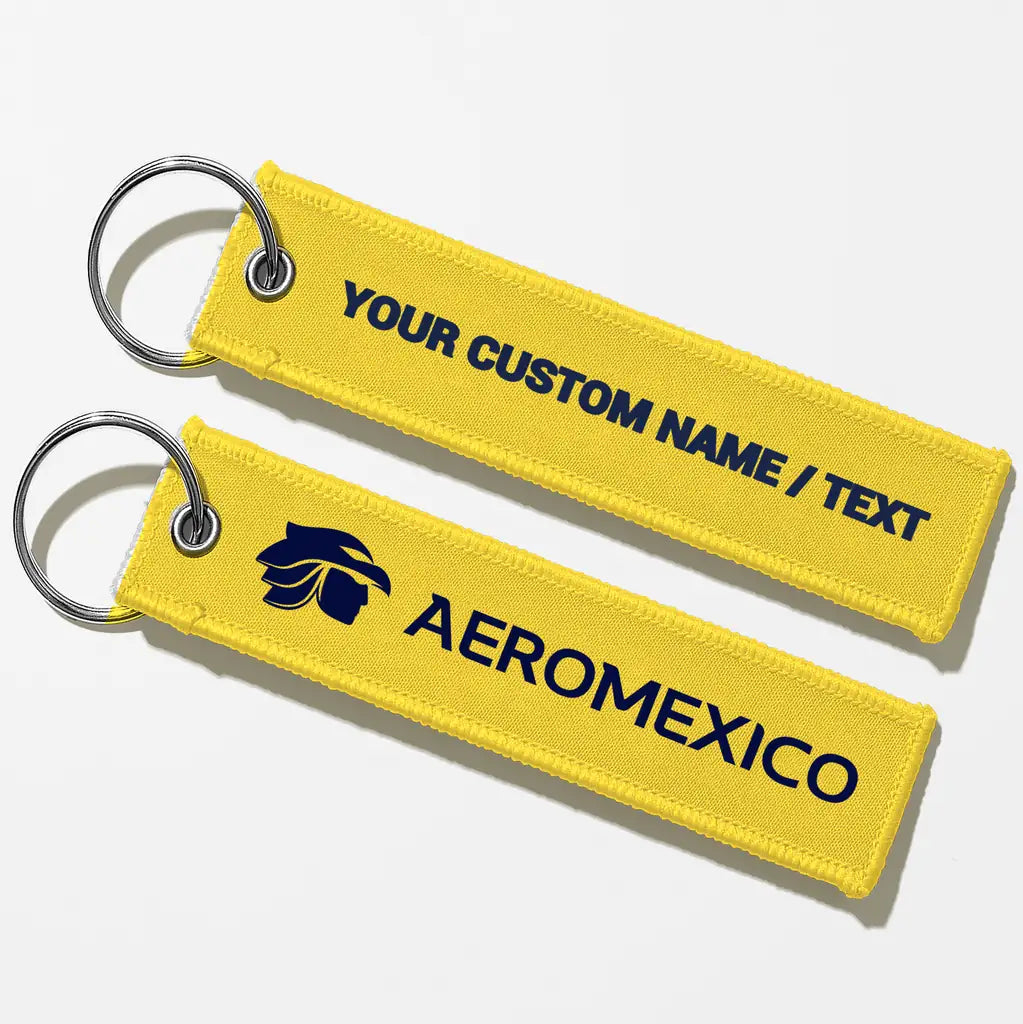 Aero Mexico Tag Key Chains - Yellow - Personalized
