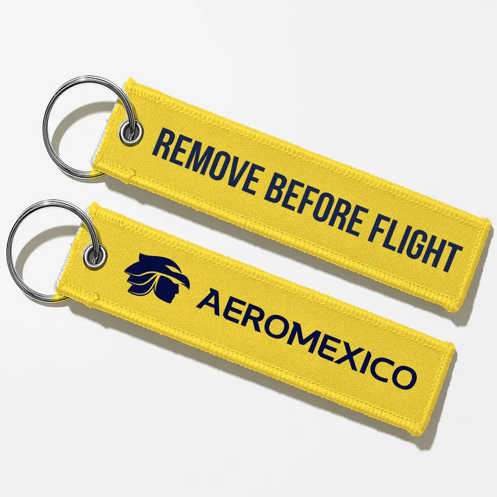 Aero Mexico Tag Key Chains - Yellow - Remove Before Flight