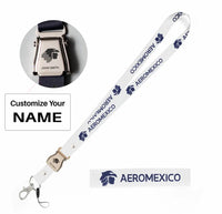 Thumbnail for Aero Mexico seat belt lanyard - white with name