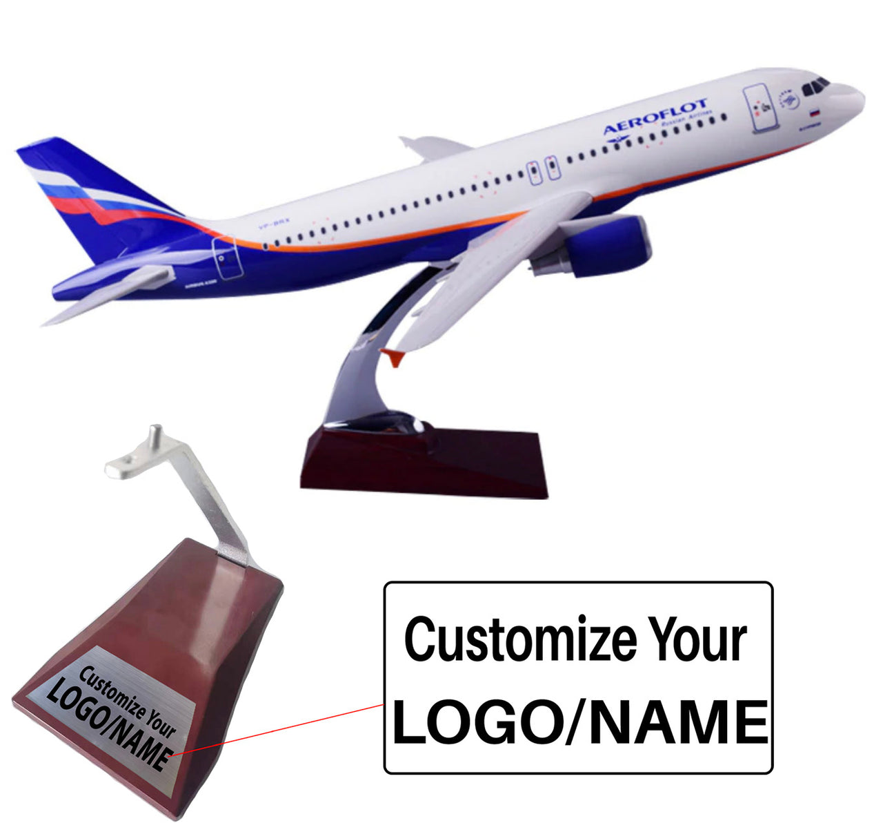 Aeroflot Airbus A320 Airplane Model (Handmade 47CM)