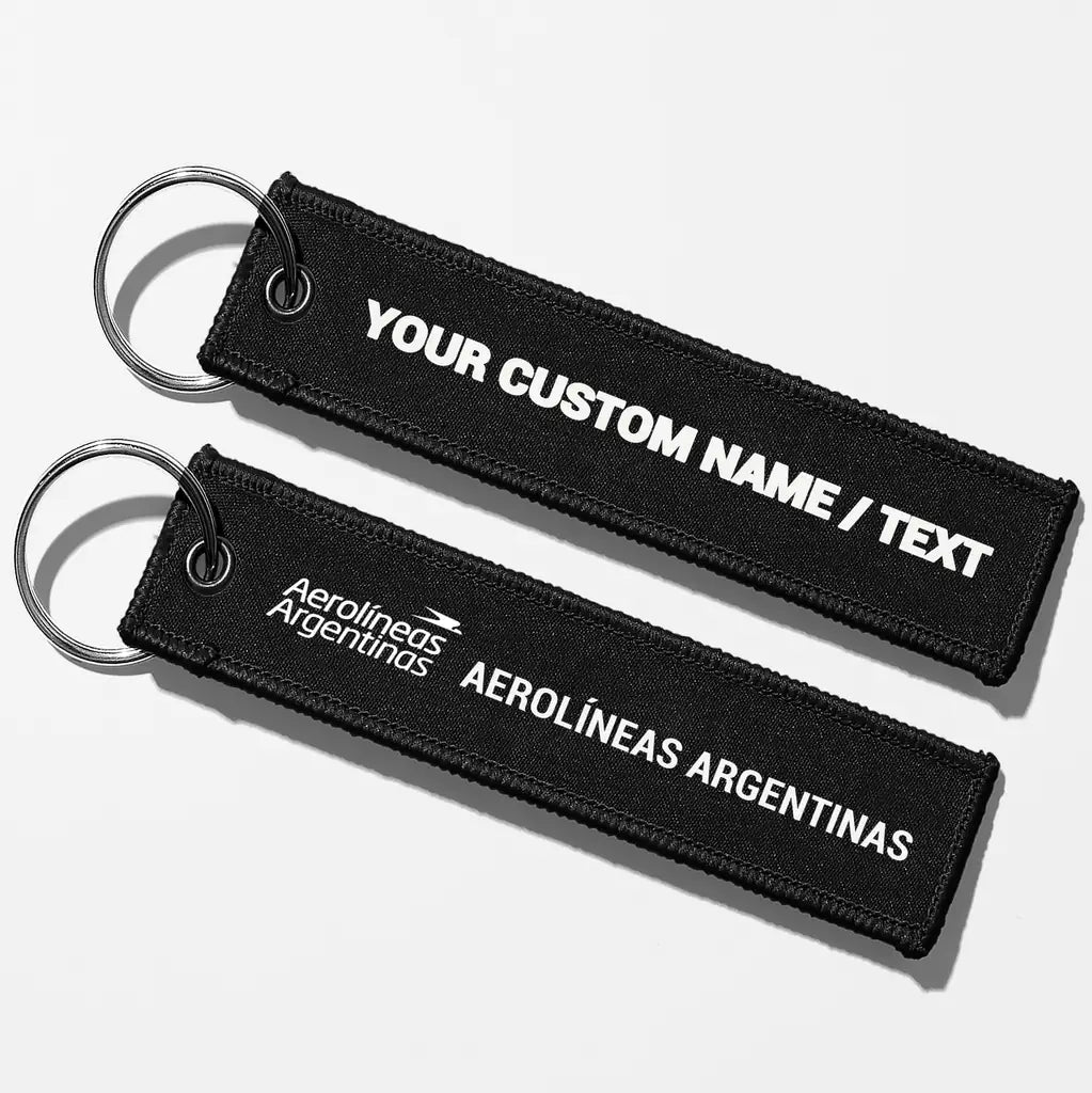 Aerolineas Argentina Tag Key Chains - Black - Personalized