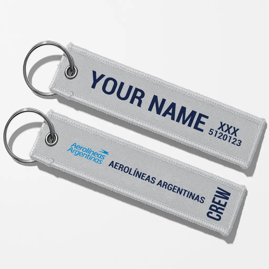 Aerolineas Argentina Tag Key Chains - Light Gray - Crew + Name
