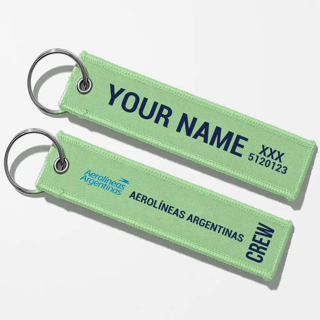 Aerolineas Argentina Tag Key Chains - Light Green - Crew + Name