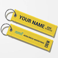 Thumbnail for Aerolineas Argentina Tag Key Chains - Yellow - Crew + Name