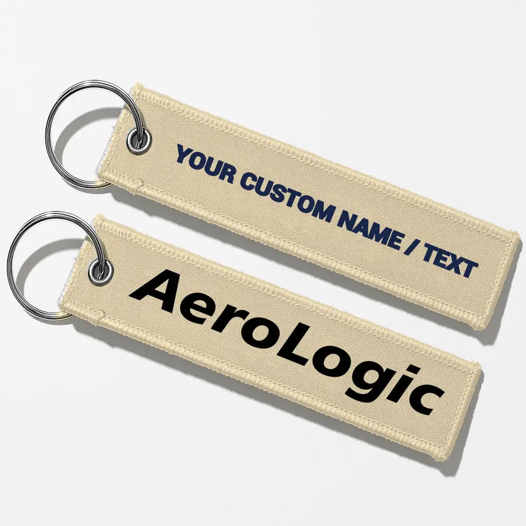Aerologic Airlines Tag Key Chains - Beige - Personalized