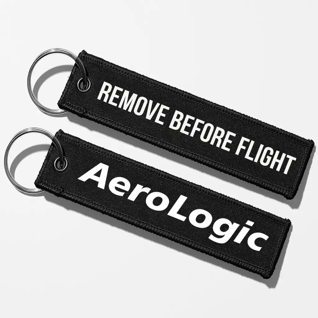 Aerologic Airlines Tag Key Chains - Black - Remove Before Flight