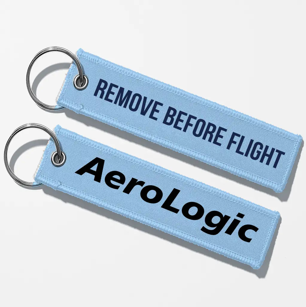 Aerologic Airlines Tag Key Chains - Light Blue - Remove Before Flight