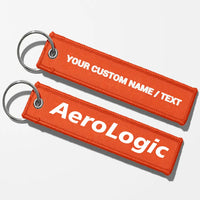 Thumbnail for Aerologic Airlines Tag Key Chains - Orange - Personalized
