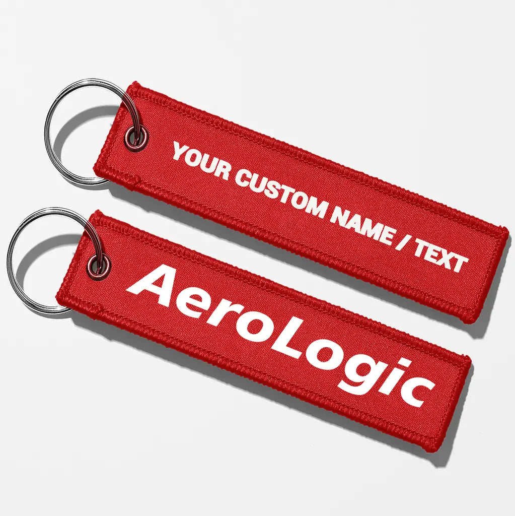 Aerologic Airlines Tag Key Chains - Red - Personalized