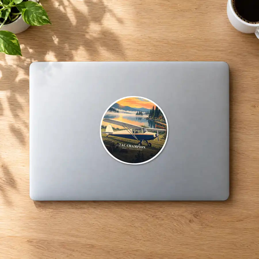 Aeronca 7AC Champion - 3D - Circle Sticker - MacBook