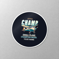 Thumbnail for Aeronca 7AC Champion - Cartoon + Name - Circle Sticker - Close-up