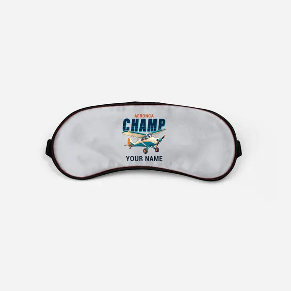 Aeronca 7AC Champion - Cartoon + Name - Sleep Mask - Light Gray