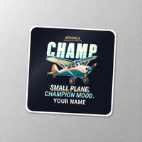 Thumbnail for Aeronca 7AC Champion - Cartoon + Name - Square Sticker - Close-up