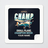 Thumbnail for Aeronca 7AC Champion - Cartoon + Name - Square Sticker - Peel