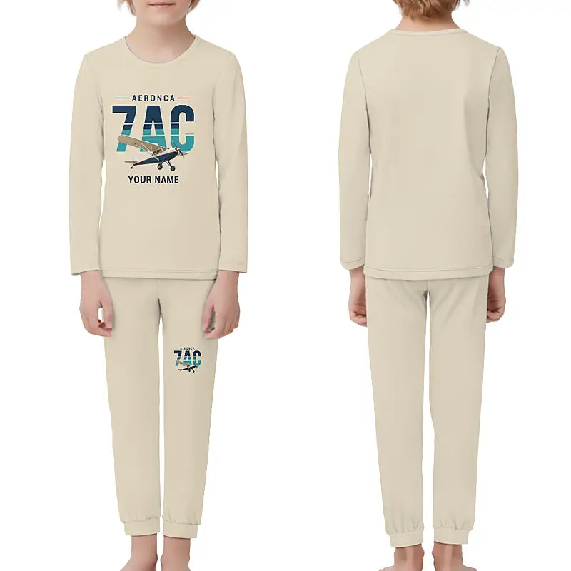 Aeronca 7AC Champion - Children Pajamas - Original Chest + Name - Beige