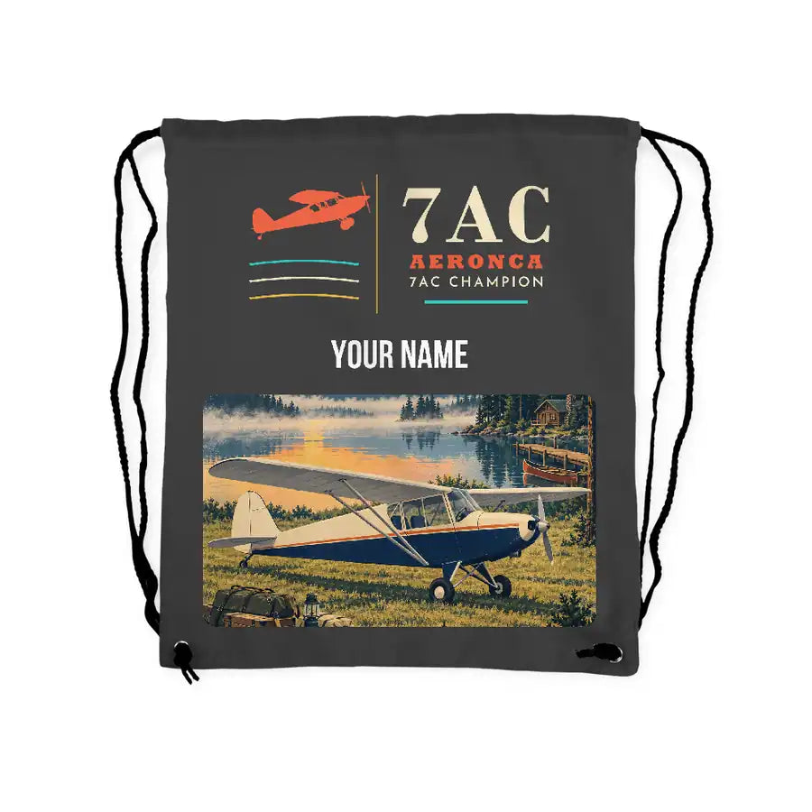 Aeronca 7AC Champion - Drawstring Bag - Classic + Name - Gray