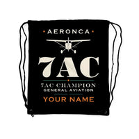 Thumbnail for Aeronca 7AC Champion - Drawstring Bag - Heritage + Name - Black