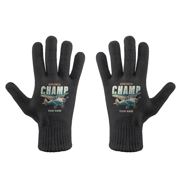 Aeronca 7AC Champion - Gloves - Full - Cartoon + Name - Black