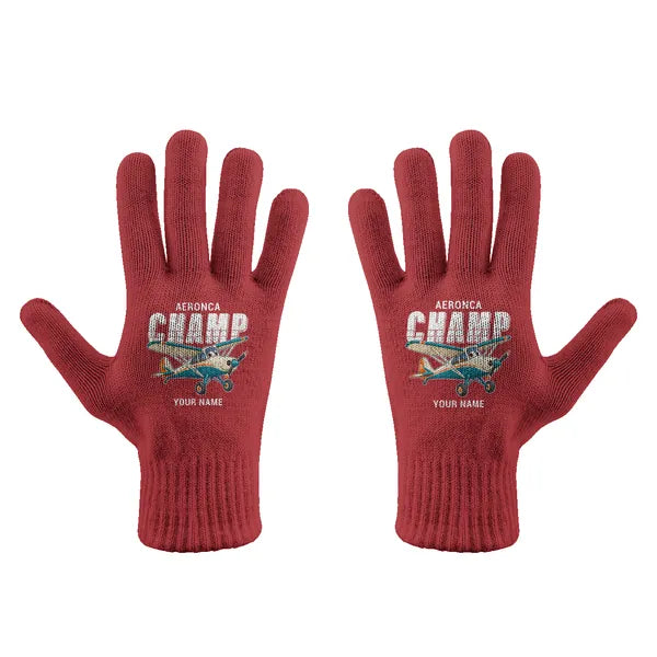 Aeronca 7AC Champion - Gloves - Full - Cartoon + Name - Red