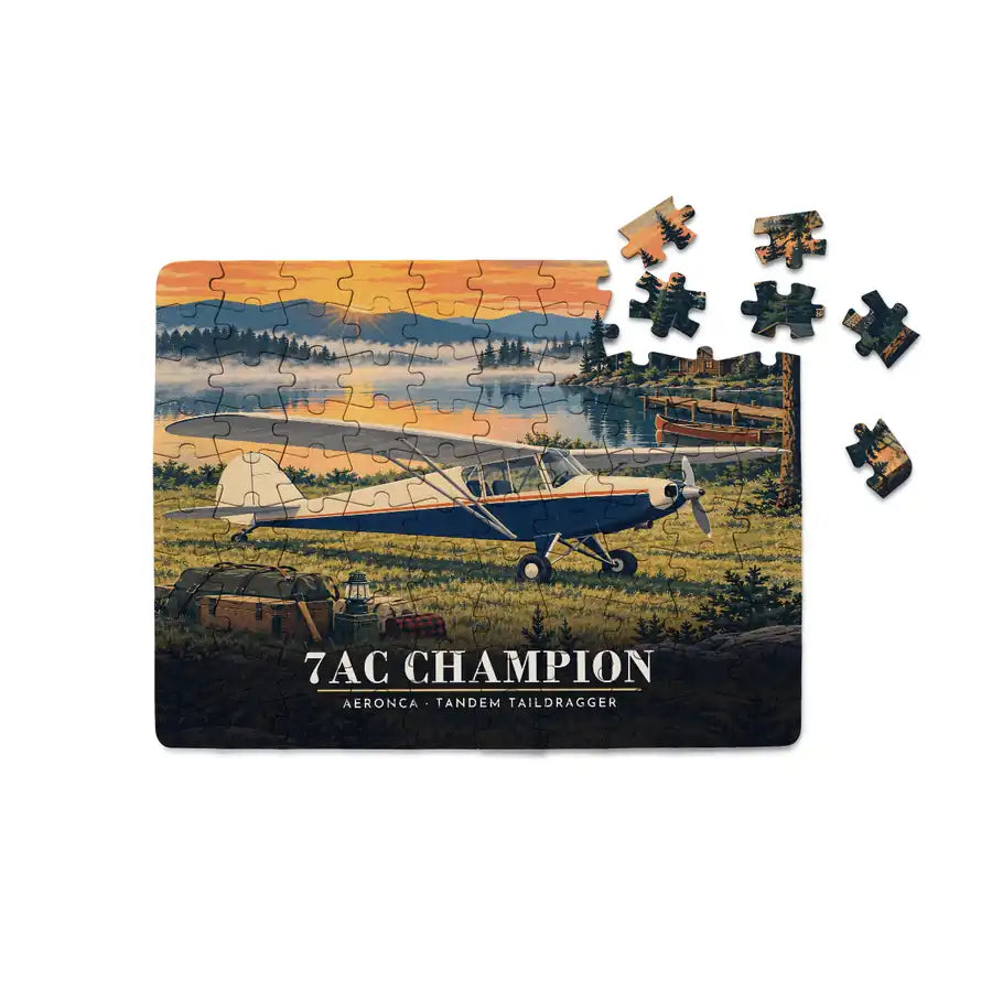 Aeronca 7AC Champion - Horizontal + Text - Canvas Puzzle