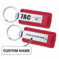 Thumbnail for Aeronca 7AC Champion - Leather Key Chain - Faux Leather - Tag - Red + Name