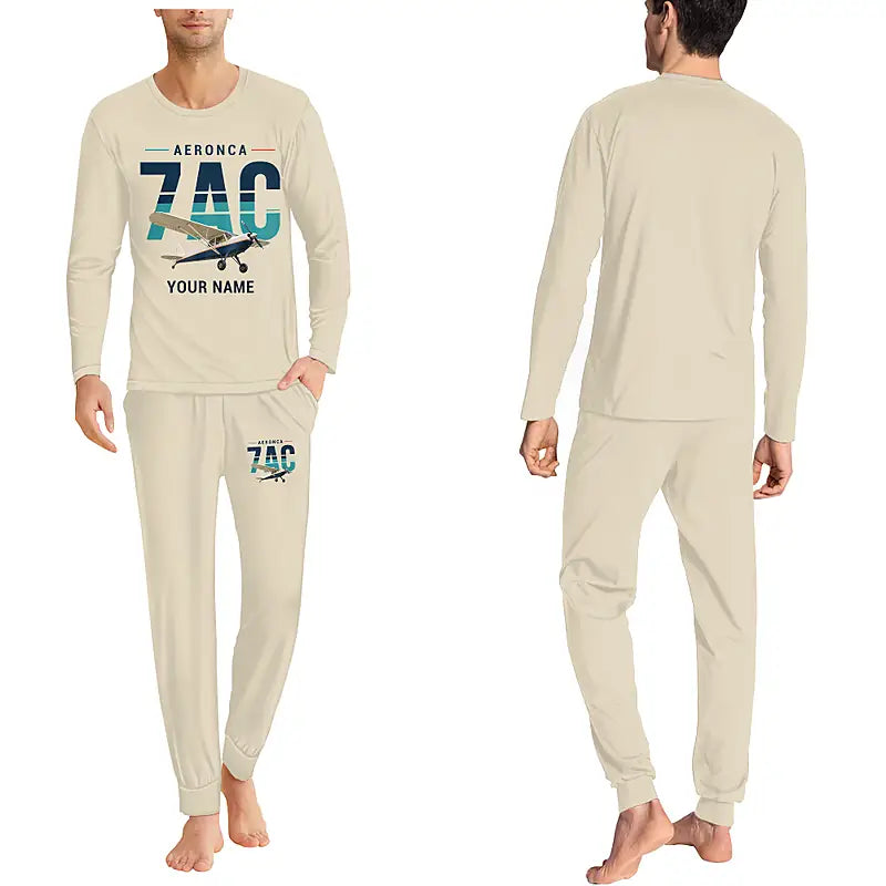 Aeronca 7AC Champion - Men Pajamas - Original Chest + Name - Beige