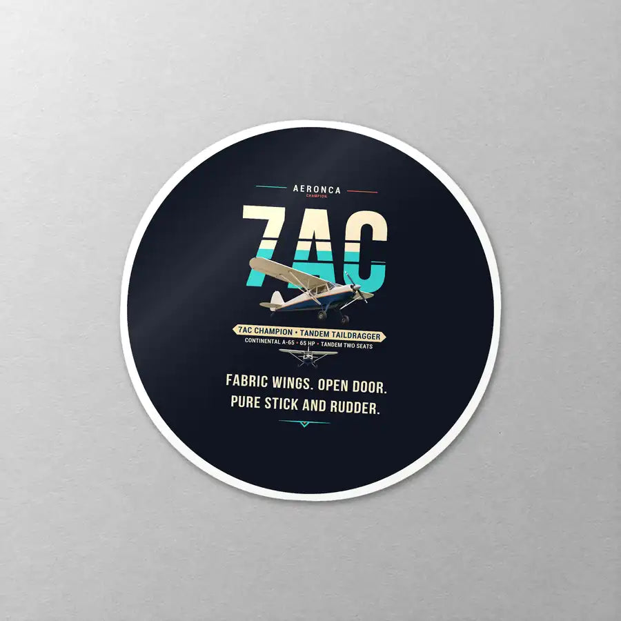Aeronca 7AC Champion - Original - Circle Sticker - Close-up