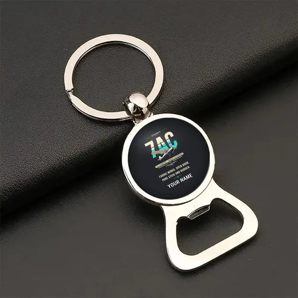 Aeronca 7AC Champion - Original + Name - Bottle Opener Key Chain - Black