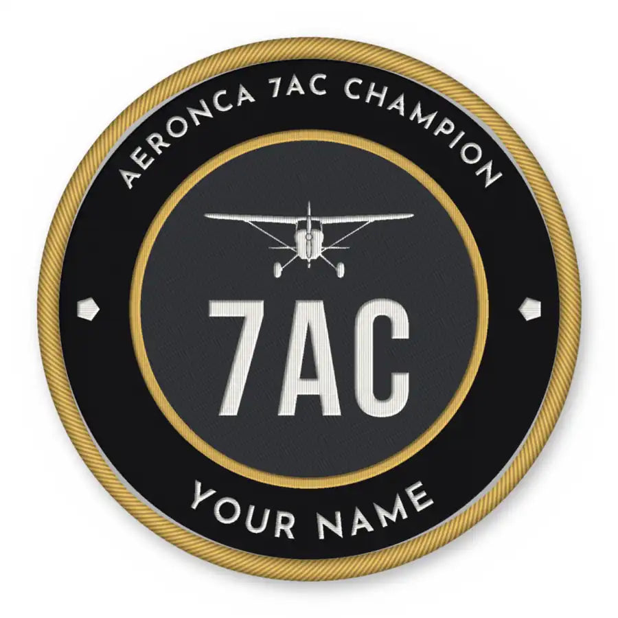 Aeronca 7AC Champion Patches - Circle + Name - Black Gold