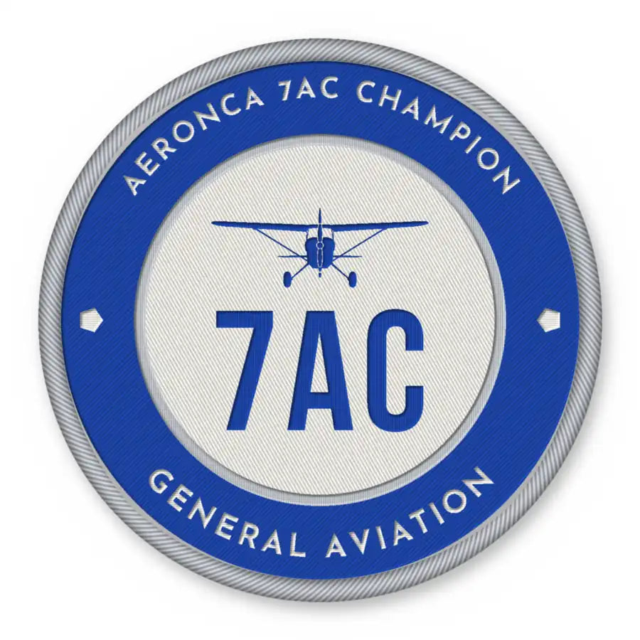 Aeronca 7AC Champion Patches - Circle - Royal White