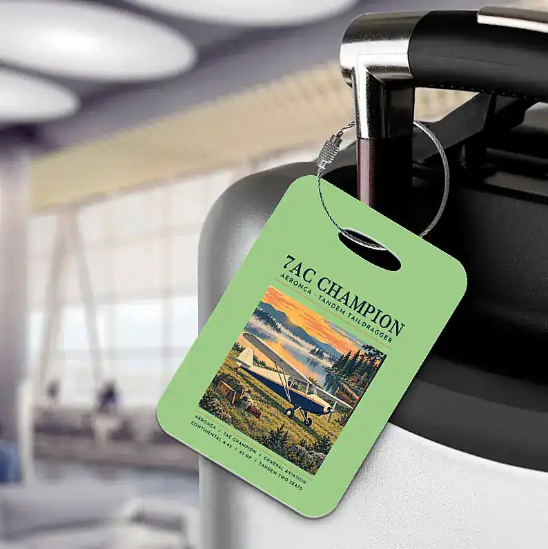 Aeronca 7AC Champion - Poster - Luggage Tag - Light Green