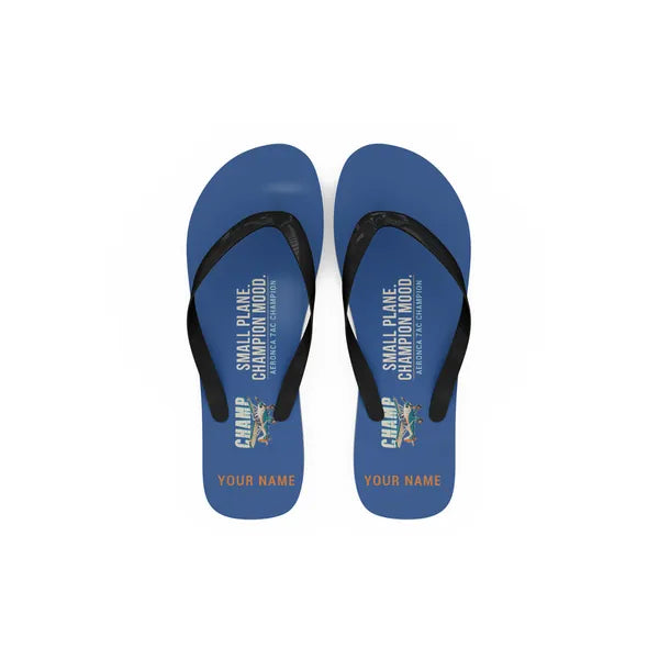 Aeronca 7AC Champion - Slippers - Flip Flops - Cartoon + Name - Blue