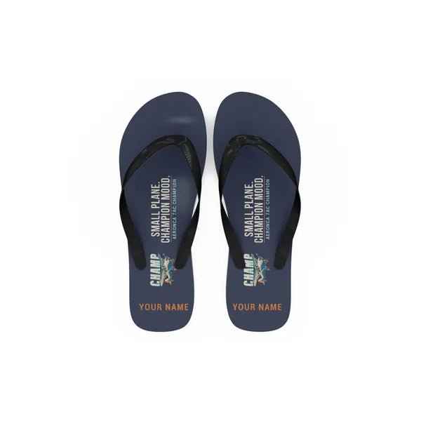 Aeronca 7AC Champion - Slippers - Flip Flops - Cartoon + Name - Navy Blue