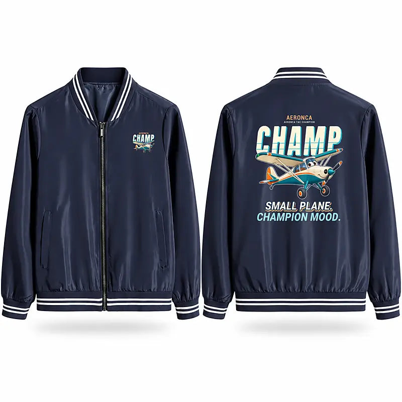 Aeronca 7AC Champion Stylish Jackets - Baseball Collar - Cartoon - Navy Blue