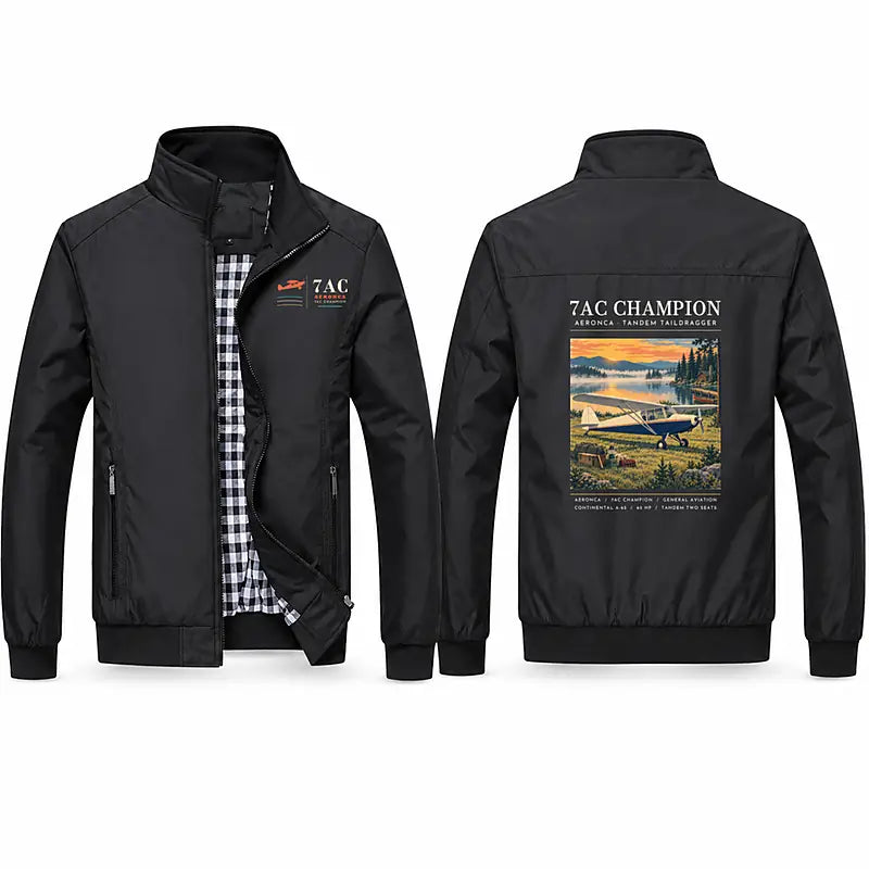 Aeronca 7AC Champion Stylish Jackets - Stand Collar - Poster - Black