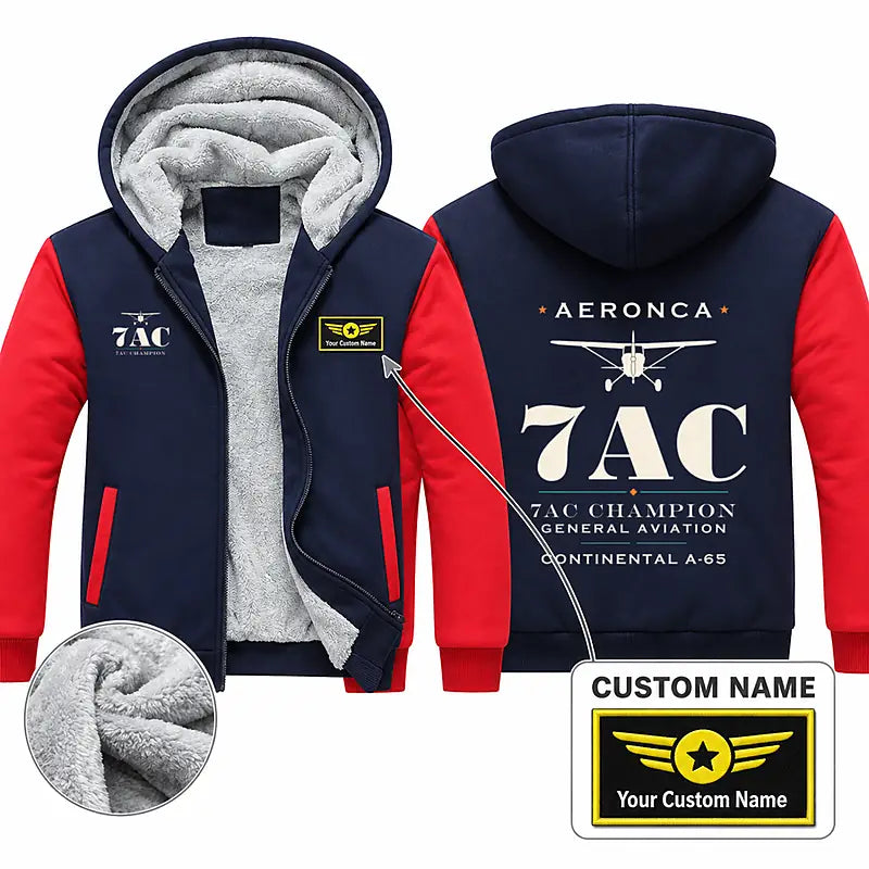 Aeronca 7AC Champion Zipped Sweatshirts - Heritage + Name - Navy & Red