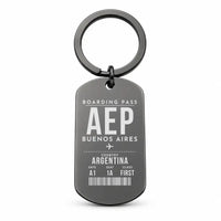 Thumbnail for Aeroparque Jorge Newbery AEP — Buenos Aires - Key Chain - Boarding Pass Style - Black