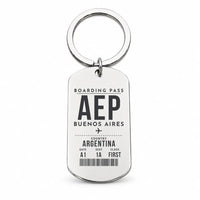 Thumbnail for Aeroparque Jorge Newbery AEP — Buenos Aires - Key Chain - Boarding Pass Style - Silver