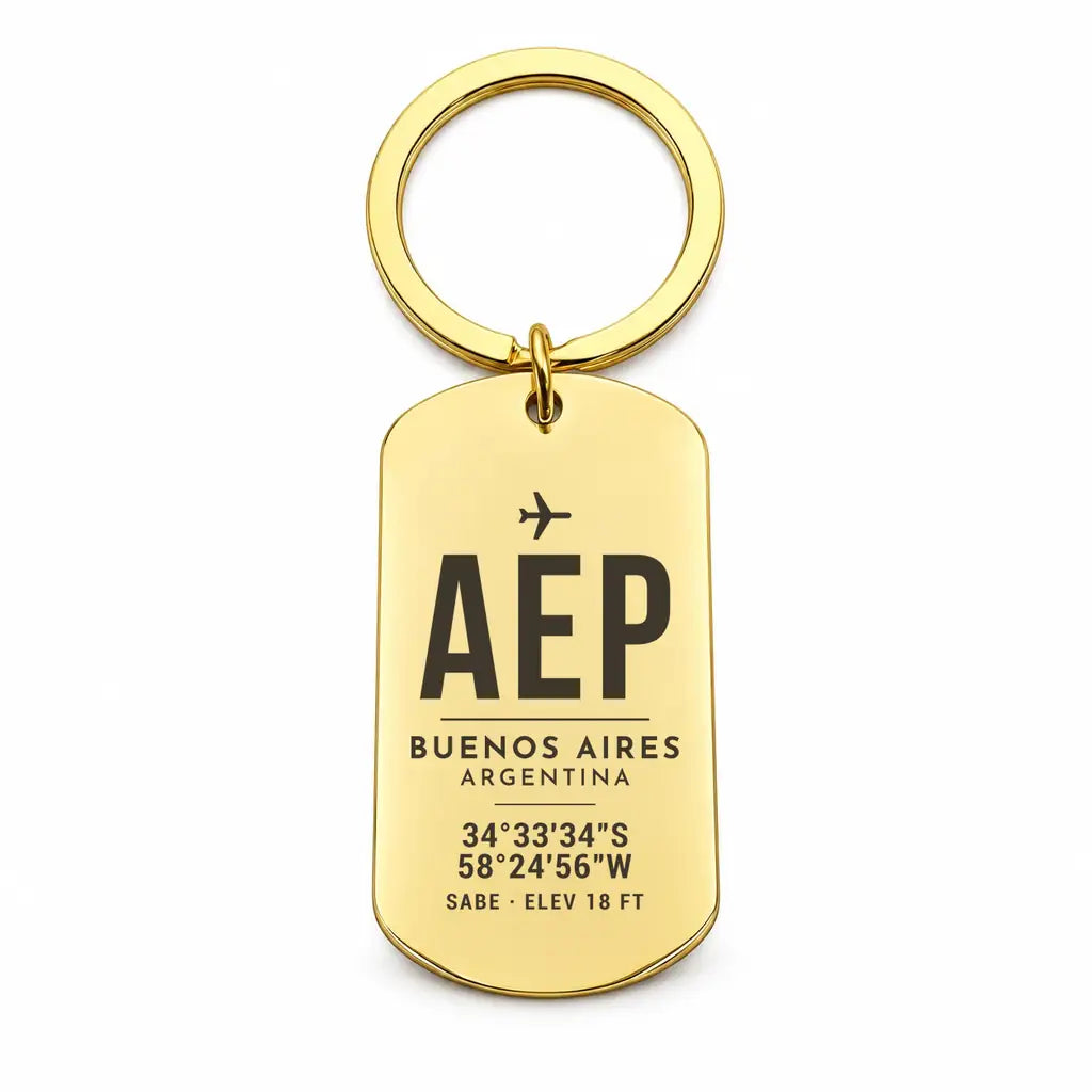 Aeroparque Jorge Newbery AEP — Buenos Aires - Key Chain - Original Design - Gold